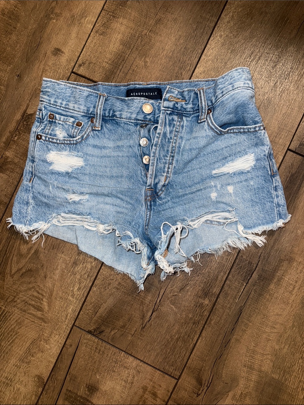 Aeropostale Distressed Light Blue Denim Cutoff Shorts